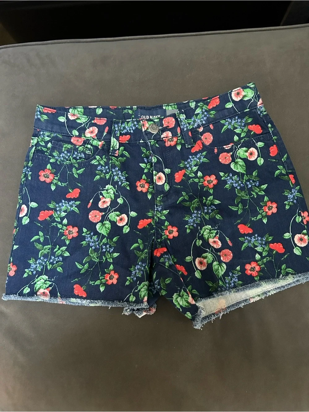 Girls Old Navy Navy Floral Denim Shorts